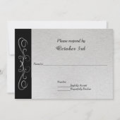 エレガントなシルバーの渦巻き ウェディング招待の返信 招待状 (正面)