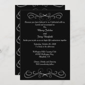 エレガントなシルバーの渦巻き ウェディング招待状 招待状 (正面/裏面)