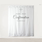 エレガントなシルバーの確認写真用背景 タペストリー (正面)