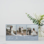 エレガントなシルバーの結婚式の写真ありがとうカード サンキューカード (スタンド正面)