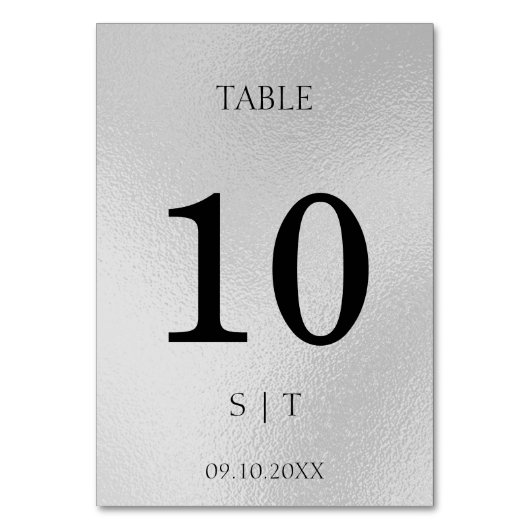 エレガントなシルバーの結婚式テーブルナンバー テーブルナンバー (正面)
