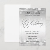 エレガントなシルバーの結婚式招待状 招待状 (正面/裏面)