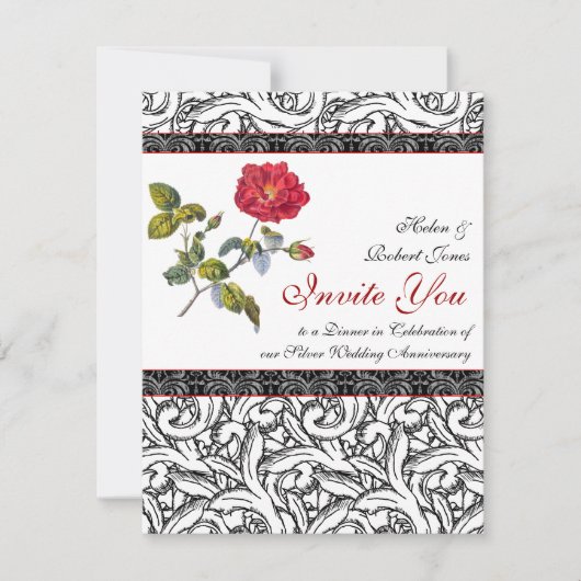 エレガントなシルバーの結婚記念日招待状 招待状 (正面)