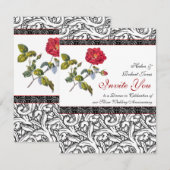 エレガントなシルバーの結婚記念日招待状 招待状 (正面/裏面)