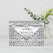 エレガントなシルバーの結婚25周年パーティー 招待状 (スタンド正面)
