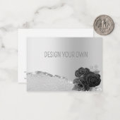 エレガントなシルバーの花柄 オリジナルデザインのカード ノートカード (正面/裏面インサイチュ)