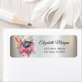 エレガントなシルバーの花模様の卒業帽 ラベル (インサイチュ)