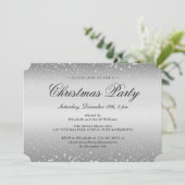 エレガントなシルバーの雪の結晶が輝くクリスマス パーティー 招待状 (スタンド正面)