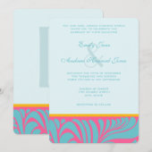 エレガントなシルバーアクアフクシアバタースコッチの渦巻き 招待状 (正面/裏面)