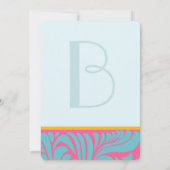 エレガントなシルバーアクアフクシアバタースコッチの渦巻き 招待状 (裏面)