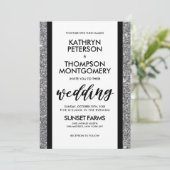 エレガントなシルバーグリッター ヴィンテージ結婚式招待状 招待状 (スタンド正面)