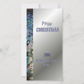 エレガントなシルバーシェン、シェル縁ど、クリスマスカード シーズンカード (正面)