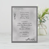 エレガントなシルバースクロール アートデコ招待状 招待状 (スタンド正面)