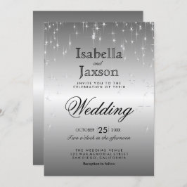 エレガントなシルバースターライト ウェディング招待状 招待状