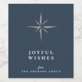 エレガントなシルバースターロゴ ブルーホリデー ワインラベル (シングルラベル)