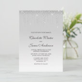 エレガントなシルバーダイヤモンドのウェディング 招待状 (スタンド正面)