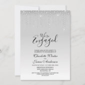 エレガントなシルバーダイヤモンドのエンゲージメントパーティー 招待状 (正面)