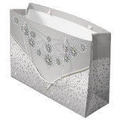 エレガントなシルバーダイヤモンドプリンセスのウェディングギフト ラージペーパーバッグ (裏面アングル)