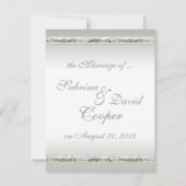 エレガントなシルバーダマスクとピンクのバラのウェディング 招待状 (裏面)