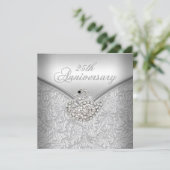 エレガントなシルバーダマスク ホワイトスワン 25周年記念 招待状 (スタンド正面)