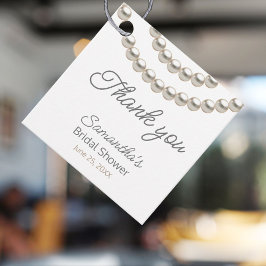 エレガントなシルバーパール ブライダルシャワー フェイバータグ