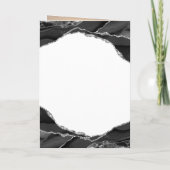 エレガントなシルバーフォイルブラックアゲートウェディングフォト サンキューカード (裏面)