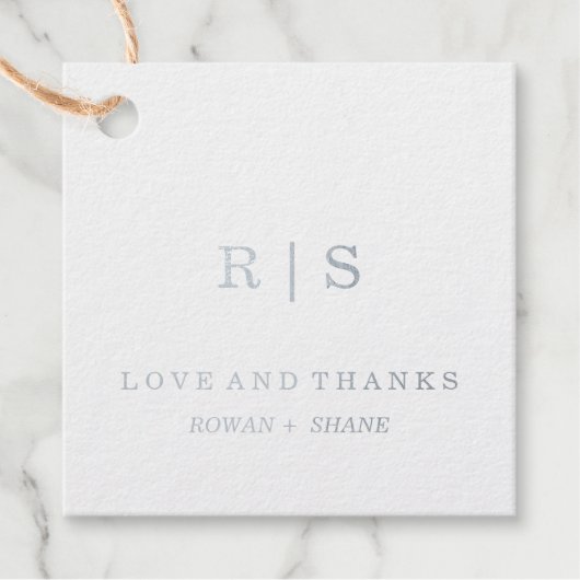 エレガントなシルバーフォイルモノグラムギフトタグ フェイバータグ (正面)