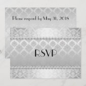 エレガントなシルバーフォトウェディング招待状 RSVP 招待状 (正面/裏面)