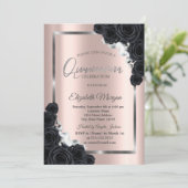 エレガントなシルバーフレーム、ブラックローズのキンセアニエラ 招待状 (スタンド正面)