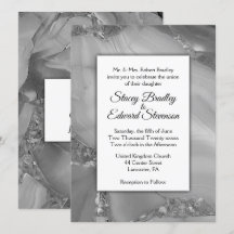 エレガントなシルバーマーブルアゲートの結婚式招待状