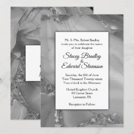 エレガントなシルバーマーブルアゲートの結婚式招待状 招待状