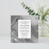 エレガントなシルバーマーブルアゲートの結婚式招待状 招待状 (スタンド正面)