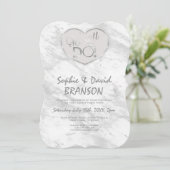 エレガントなシルバーマーブル まだ愛を誓う 招待状 (スタンド正面)