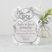エレガントなシルバーマーブル まだ愛を誓う 25 招待状 (スタンド正面)