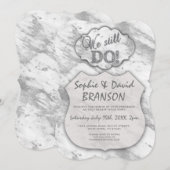 エレガントなシルバーマーブル 25周年 まだ愛を誓う 招待状 (正面/裏面)