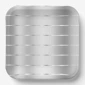 エレガントなシルバーリボン ブライダルシャワー ペーパープレート (正面)