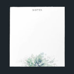 エレガントなシルバーリーフ多肉植物グリーン ノートパッド<br><div class="desc">水彩多肉植物とシルバーグリーンリーフ エレガントなノートパッド</div>