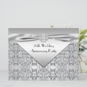 エレガントなシルバー結婚25周年パーティー 招待状 (スタンド正面)