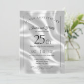 エレガントなシルバー25周年記念の結婚記念日 招待状 (スタンド正面)