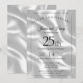 エレガントなシルバー25周年記念の結婚記念日 招待状 (正面/裏面)