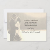 エレガントなシルバー ゴールド スパークル ウォーターカラー ウェディング フォト サンキューカード (裏面)