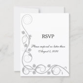 エレガントなシルバー スワール RSVP / 返信カード 招待状 (正面)