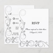 エレガントなシルバー スワール RSVP / 返信カード 招待状 (正面/裏面)