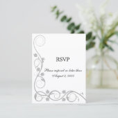エレガントなシルバー スワール RSVP / 返信カード 招待状 (スタンド正面)