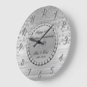 エレガントなシルバー ダイヤモンド 25周年結婚記念日 ラージ壁時計 (傾斜)