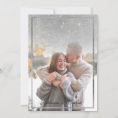 エレガントなシルバー ピンク グリッター グラデーション フォト ウェディング 招待状 (裏面)