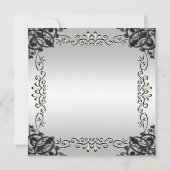 エレガントなシルバー＆ブラックの女性の50歳の誕生日 招待状 (裏面)