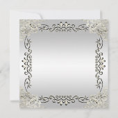 エレガントなシルバー＆ブラックの25周年記念日 招待状 (裏面)