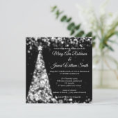 エレガントなシルバー ブラック クリスマス ホリデー ウェディング 招待状 (スタンド正面)