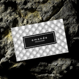 エレガントなシルバー ブラック ダイヤモンドモノグラム マグネット名刺